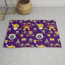 Robot repeating pattern purple background Area & Throw Rug
