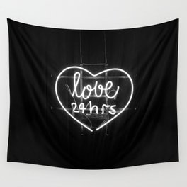 Love 24 Hours (Black and White) Wall Tapestry