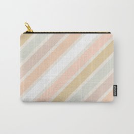 Retro Diagonal Stripes in Pastel Champagne Carry-All Pouch