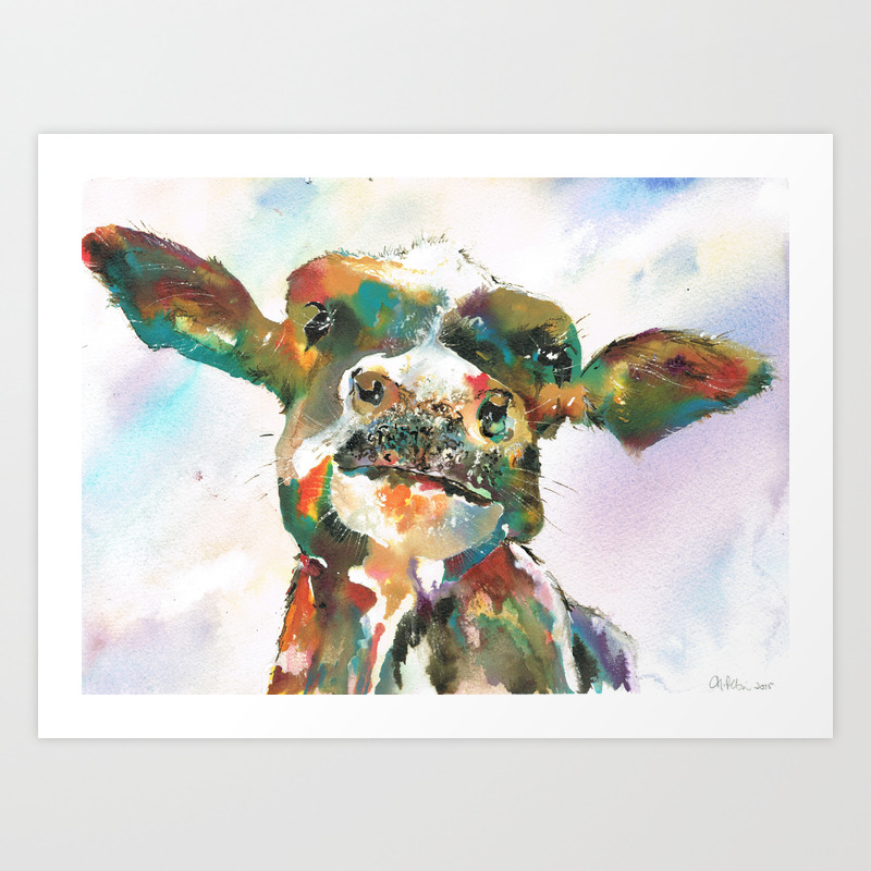 Colourful Cow Art Print By Michelepetri Society6