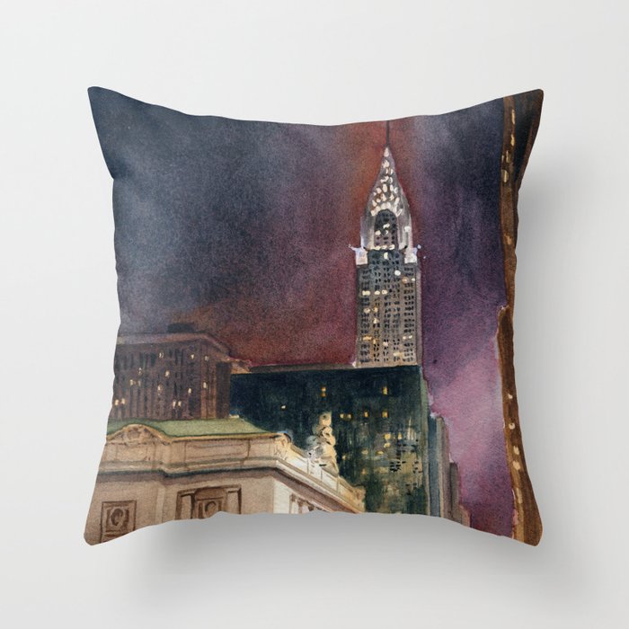 Grand Central Station and the Chrysler Building II Throw Pillow