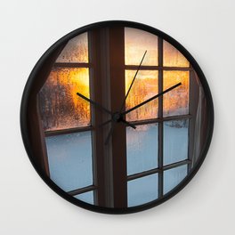 Cold winter sunrise window photography Wall Clock