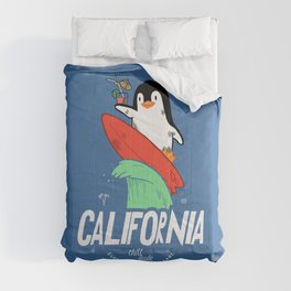Penguin Surfer California Comforter