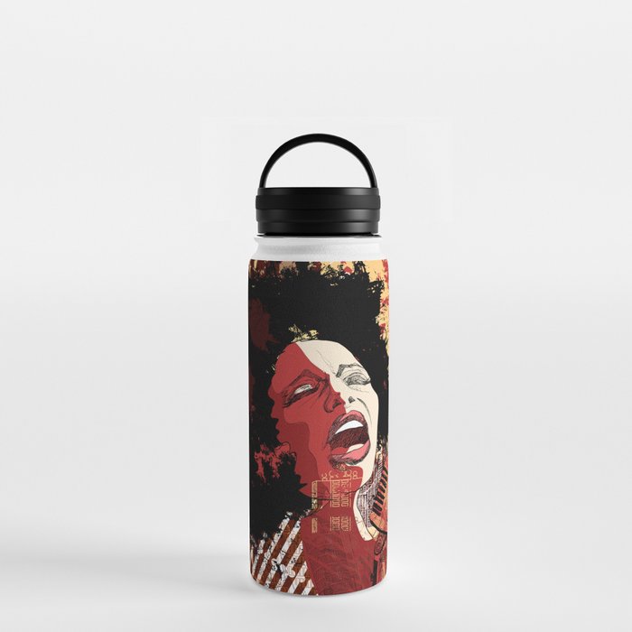 Music Jazz - afro american jazz singer on grunge background - illustration Water Bottle