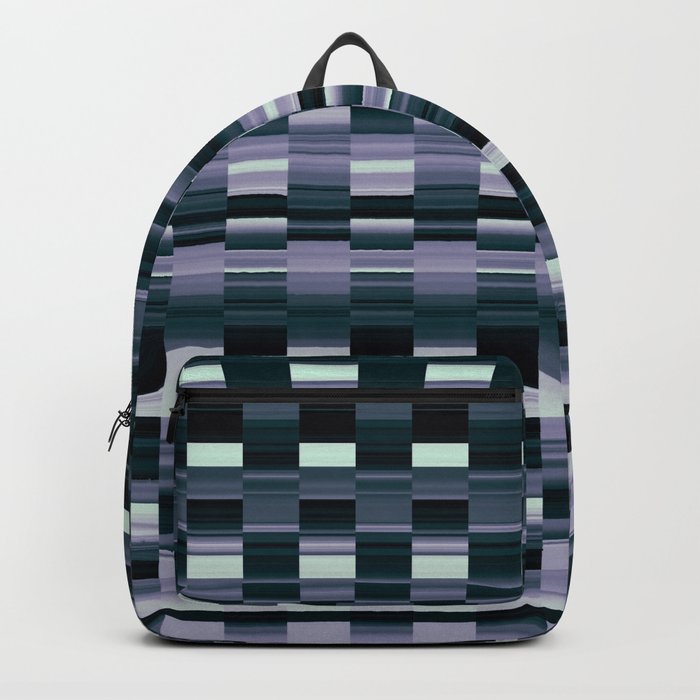 Purple And Grey Geometric Check Pattern Backpack