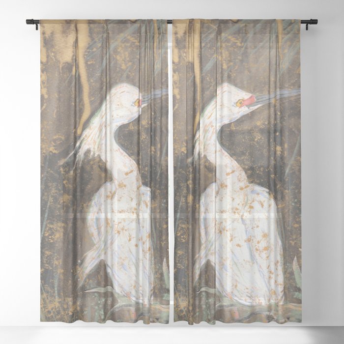 Snowy Egret Sheer Curtain