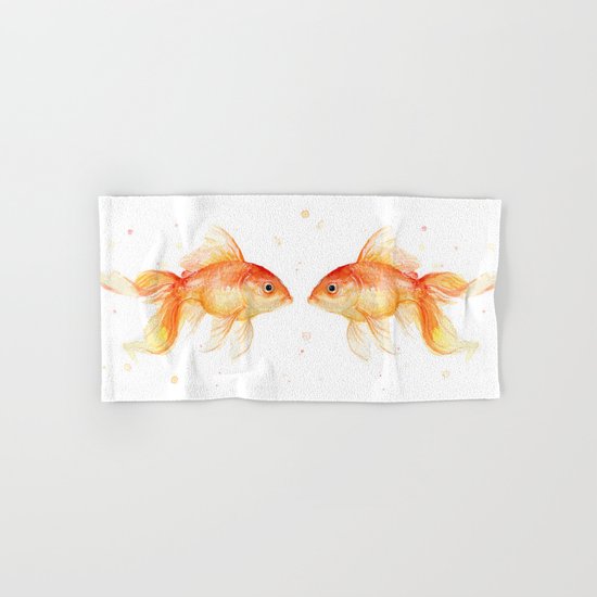 Goldfish Love Watercolor Fish Painting Hand & Bath Towel