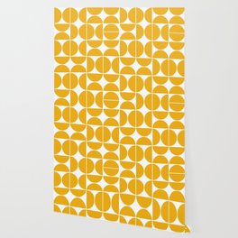 Mid Century Modern Geometric 04 Yellow Wallpaper