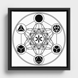 Platonic Solids, Metatrons Cube, Flower of Life Framed Canvas