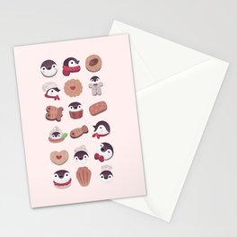 Cookie & cream & penguin - pink pattern Stationery Card