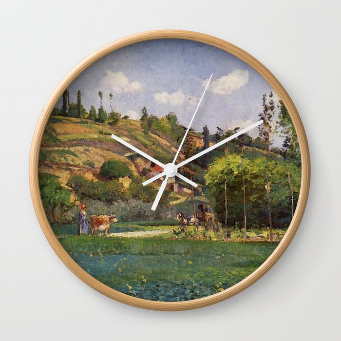 A Cowherd On The Route De Chou Pontoise 1874 By Camille Pissarro | Reproduction | Impressionism Pain Wall Clock