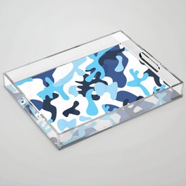 Blue Wavy Grunge Pattern Acrylic Tray