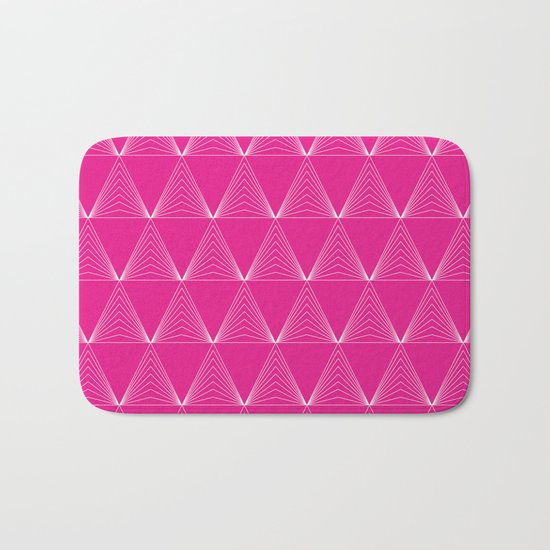 Simple Geometric Triangle Pattern- White on Pink - Mix & Match with Simplicity of life Bath Mat