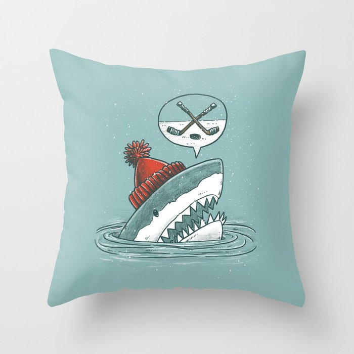 Hockey Shark Throw Pillow