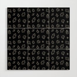 Black and White Gems Pattern Wood Wall Art