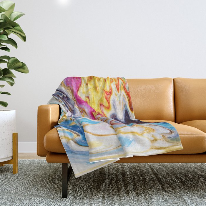 Psychedelic Fluid Paint Artwork Throw Blanket