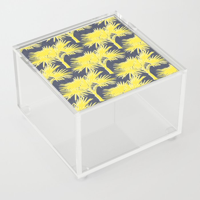 70’s Tropical Palm Springs Yellow on Navy Acrylic Box