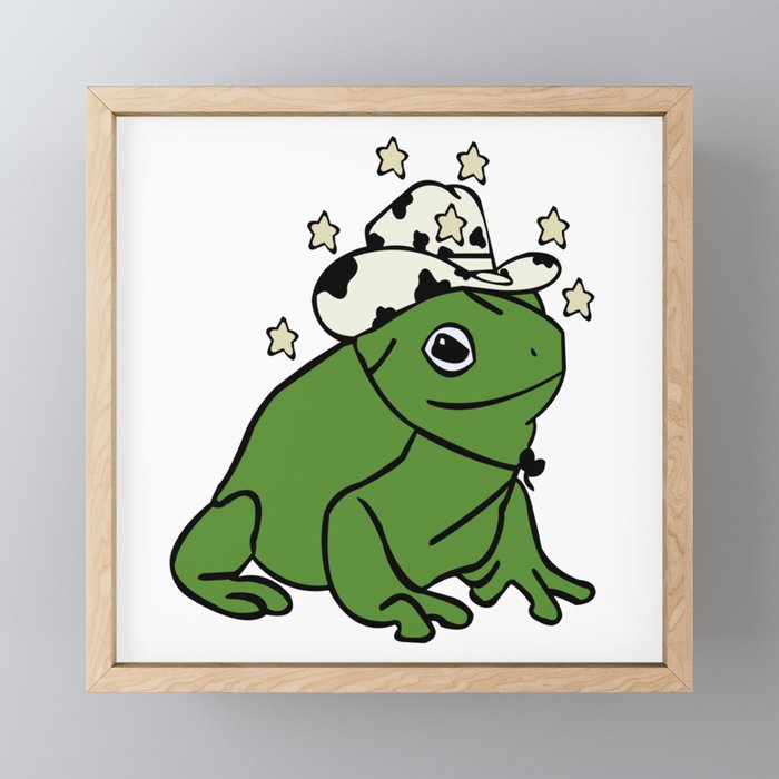 Frog With A Cowboy Hat Framed Mini Art Print