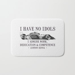 I Have No Idols - Senna Quote Bath Mat | Ink Pen, Black And White, Colored Pencil, Drawing, Black and White, Mixed Media, Typography, Illustration 
