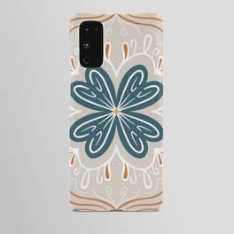 Floral mandala beige blue and terracota Android Case