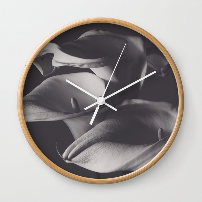 Calle lilies, photo, fine art, three flowers photography, still life, nature lover, Robert Mappletho Wall Clock