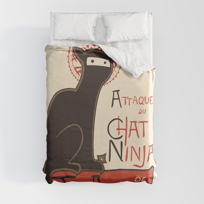 A French Ninja Cat (Le Chat Ninja) Duvet Cover