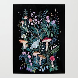 Night Mushrooms Poster