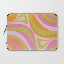 New Groove Trippy Retro 60s 70s Colorful Swirl Abstract Pattern Pink Orange Lime Laptop Sleeve
