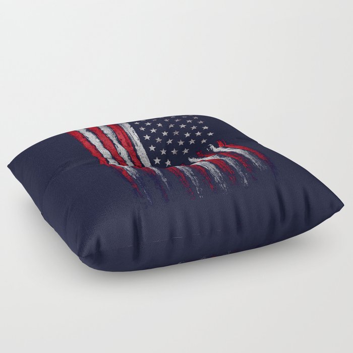 Red & white American flag on Navy ink Floor Pillow