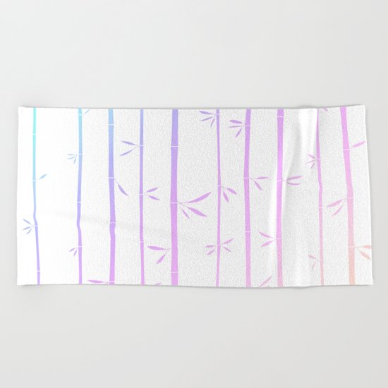 Tropical woody rainbow bamboos Beach Towel
