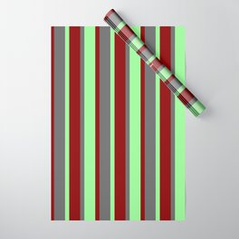 [ Thumbnail: Dark Red, Green, and Dim Gray Colored Lines Pattern Wrapping Paper ]
