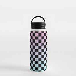 Pink and Blue Gradient Checkers Water Bottle