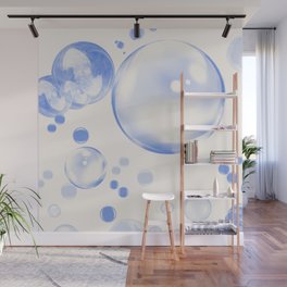 Blue Digital Soap Bubble Wall Mural