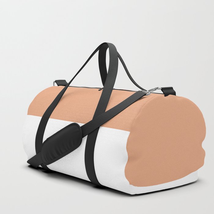 Pastel Peach Orange And White Split in Horizontal Halves Duffle Bag