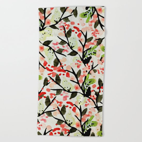 Watercolor Nature Pattern #society6 #decor #buyart Beach Towel
