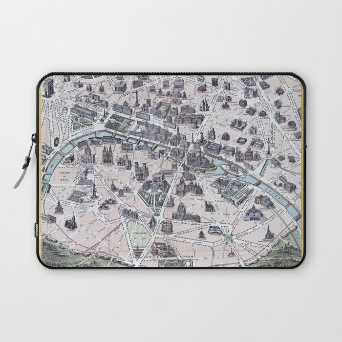 Vintage Paris Gold Foil Location Coordinates with historical map Laptop Sleeve