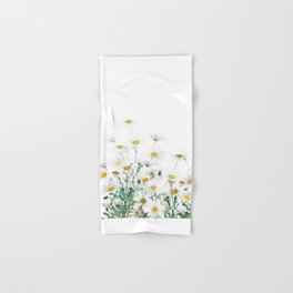 white margaret daisy horizontal watercolor painting Hand & Bath Towel