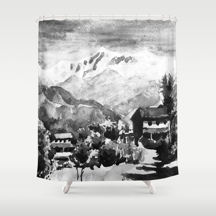 Himalayan Village Nepal Shower Curtain