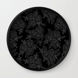 Rose Bouquets Black Background Wall Clock