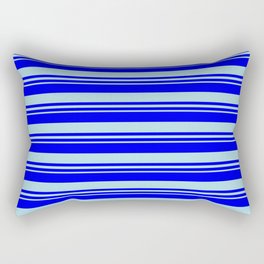 [ Thumbnail: Blue and Powder Blue Colored Stripes/Lines Pattern Rectangular Pillow ]