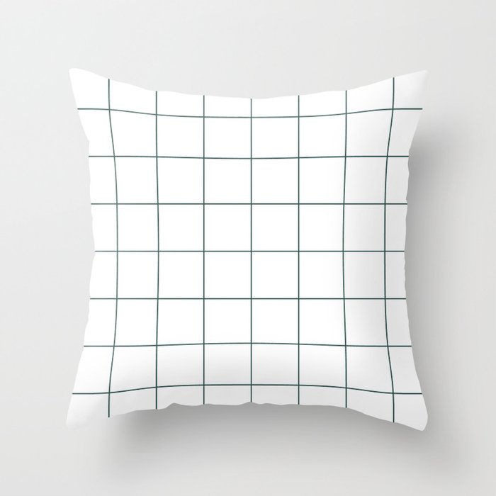 Graph Paper (Dark Green & White Pattern) Throw Pillow