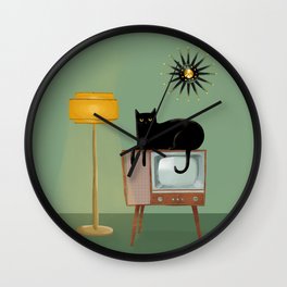 Mid Century TV Cat Wall Clock