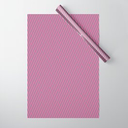 [ Thumbnail: Gray & Hot Pink Colored Stripes/Lines Pattern Wrapping Paper ]