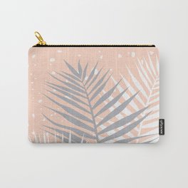 Palmira 2 Carry-All Pouch | Digital, Palmleaves, Graphicdesign, Salmonpink, Greyleaves, Pasteltones, Leavesdecoration, Delicate, Whiteleaves, Flora 
