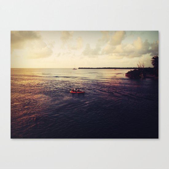 Rowing at Sunset Canvas Print