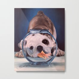 Not a Bully: Cain Metal Print | Dogportrait, Painting, Dog, Petportrait, Playful, Bulldog, Cute, Pet, Oil, Oilpaint 