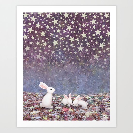 bunnies under the stars Art Print