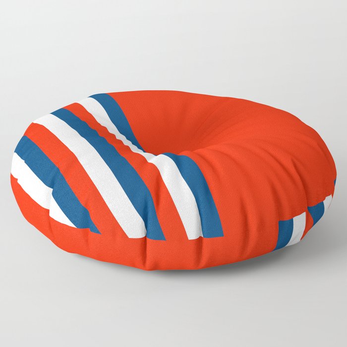 Retro Stripes Pop Art - Red White Blue Floor Pillow