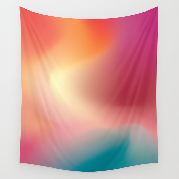 Fruit Smoothie Teal/Pink Gradient Mesh Wall Tapestry