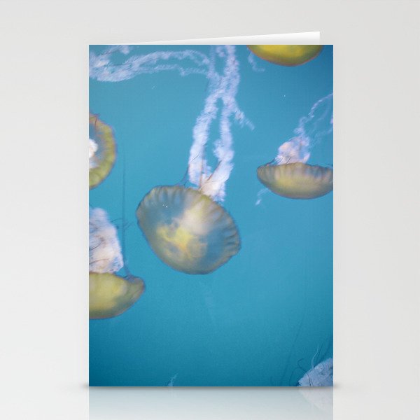 yellow jellies, blue water Stationery Cards